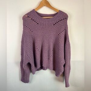 Elizabeth and James womens open stitch chunky knit sweater purple XXL